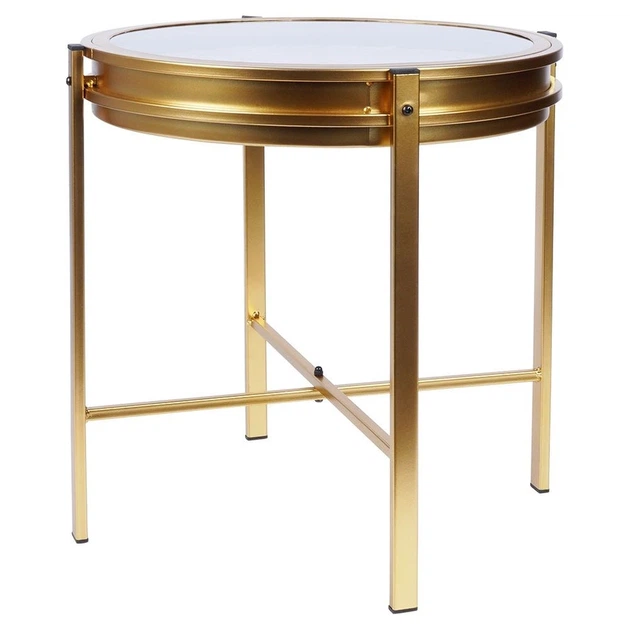 Столик кавовий Home Styling Collection 569726 Золотий з годинником 42 x 40 см (8720573181808) - зображення 3