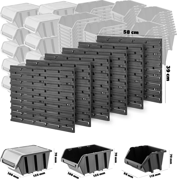 Tablica narzędziowa Kadax ścianka warsztatowa 174 x 78 cm 135 elementów K7697 Czarna (5903699468494) - obraz 4