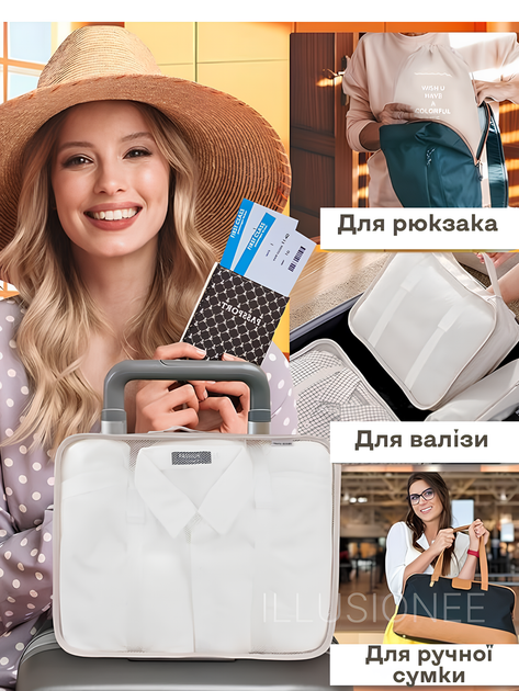 Органайзери набір органайзерів 12в1 дорожній для зберігання одягу взуття білизни косметики аксесуарів організація багажу компактне зберігання сумки чохли для чемодана ручної кладі поїздок подорожей водонепроникні складна конструкція бежеві 3DTOYSLAMP - Фото 3 Органайзери набір органайзерів 12в1 дорожній для зберігання одягу взуття білизни косметики аксесуарів організація багажу компактне зберігання сумки чохли для чемодана ручної кладі поїздок подорожей водонепроникні складна конструкція бежеві 3DTOYSLAMP - зображення 3