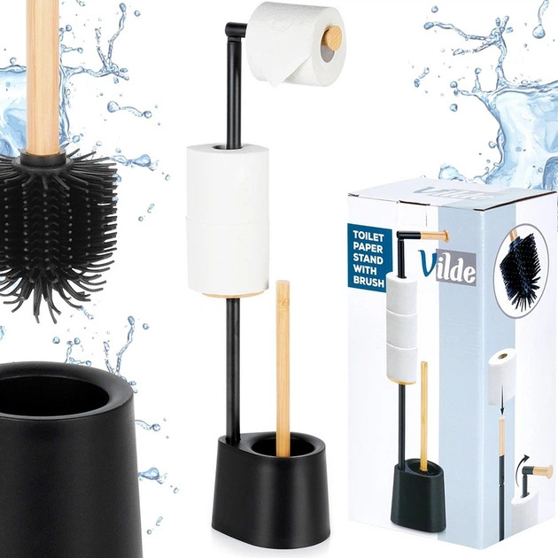 Підставка для туалетного паперу і туалетної щітки Vilde 567023 Чорна - зображення 4