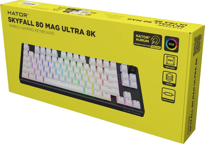 Klawiatura przewodowa Hator Skyfall 80 MAG ULTRA 8K USB White/Black (HTK1880) - obraz 8