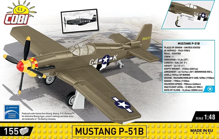 Конструктор Cobi Historical Collection World War II Mustang P-51B 1:48 155 елементів COBI-5869 (5902251058692) - зображення 4