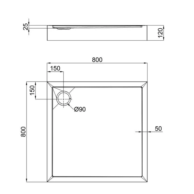 Душевой поддон Qtap Tern 308812C 80x80x12 см + сифон - изображение 2