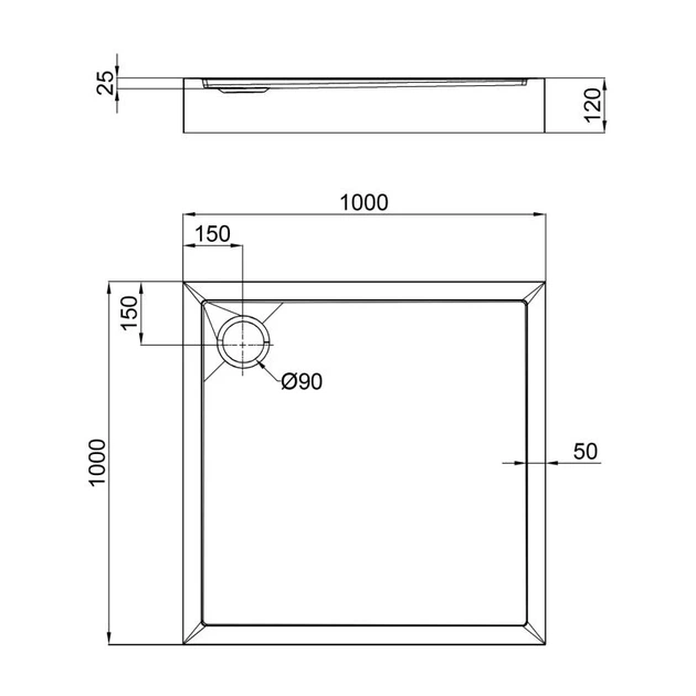 Душевой поддон Qtap Tern 301112 100x100x12 см + сифон - Фото 2 Душевой поддон Qtap Tern 301112 100x100x12 см + сифон - изображение 2