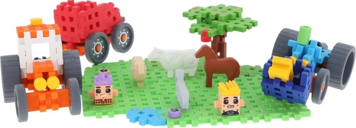 Klocki konstrukcyjne Marioinex Waffle mini Farmer Traktory i wypasiona łąka 110 elementów 907535 (5903033907535) - obraz 2