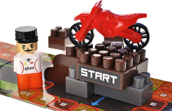 Klocki konstrukcyjne Marioinex Block and Steps 3 w 1 Tor motocyklowy + Gra planszowa 40 elementów QB300-103 (4823037611980) - obraz 5