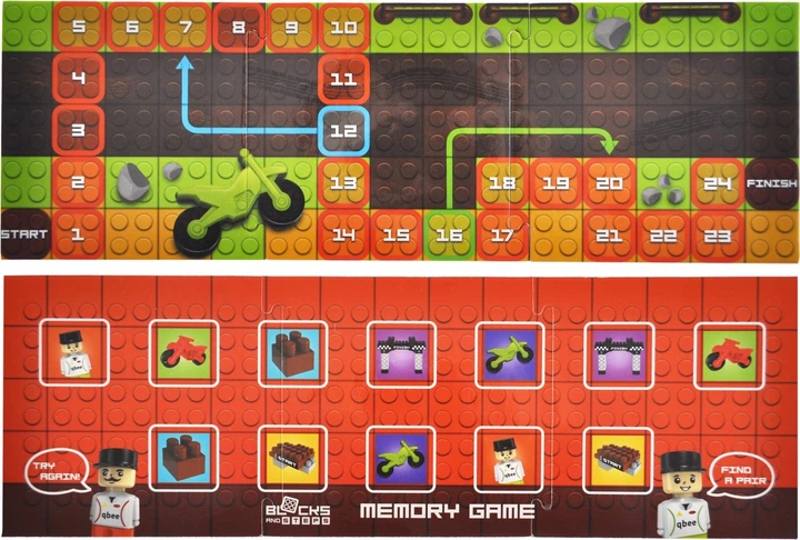Klocki konstrukcyjne Marioinex Block and Steps 3 w 1 Tor motocyklowy + Gra planszowa 40 elementów QB300-103 (4823037611980) - obraz 8
