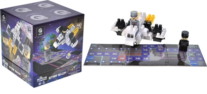 Klocki konstrukcyjne Marioinex Block and Steps 3 w 1 Statek kosmiczny + Gra planszowa 40 elementów QB2000 (4823037612000) - obraz 2