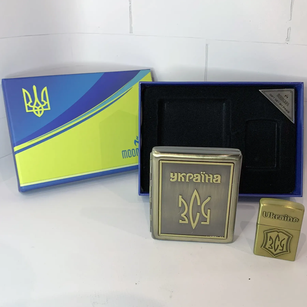 Портсигар на 20 сигарет и Зажигалка Украина ЗСУ - Фото 2 Портсигар на 20 сигарет и Зажигалка Украина ЗСУ - изображение 2