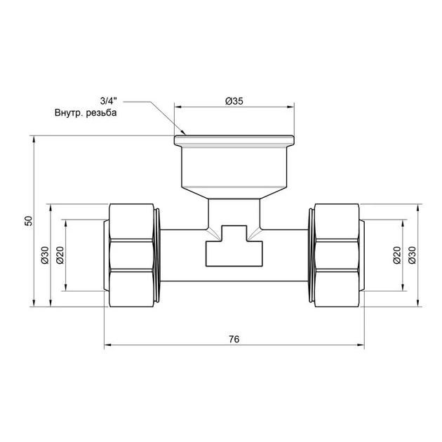 Трійник обжимний Thermo Alliance Standart 20х3/4"х20 ВР SD159W202020 - зображення 2