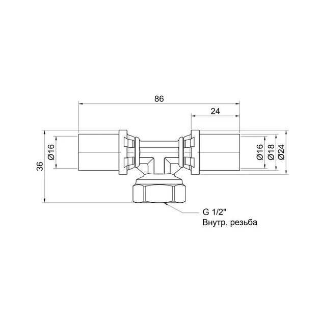 Трійник прес Icma 16х1/2"х16 ВР №408 - зображення 2