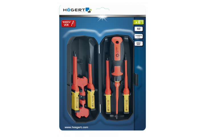 Комплект діелектричних викруток Hogert 1000V 8 штук для електромонтажу (HT1S998) - зображення 2