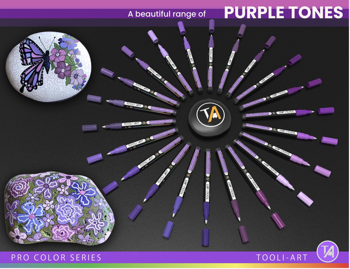 Акриловые маркеры Tooli-Art Purple Tones Pro 22 цвета 0.7mm Extra Fine - изображение 8