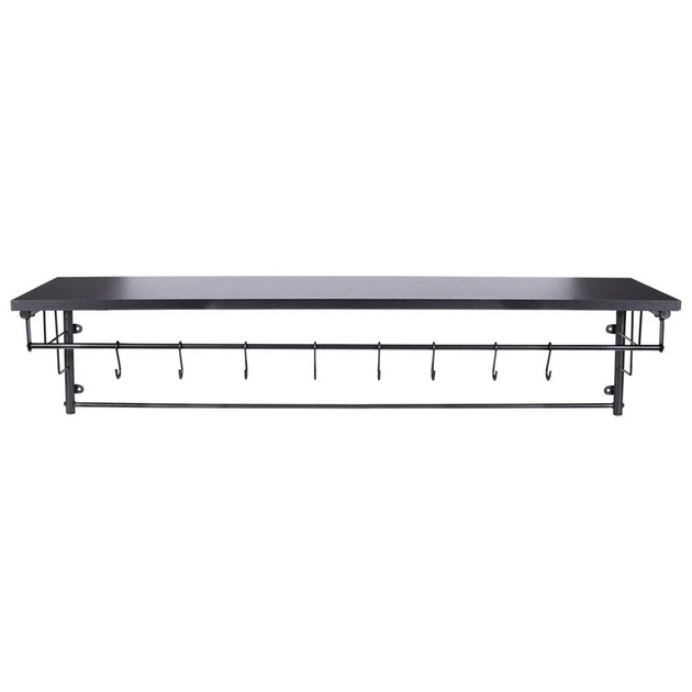 Wieszak ścienny na ubrania Vilde 879010 Metalowy z półką Czarny (5904316446864) - obraz 2