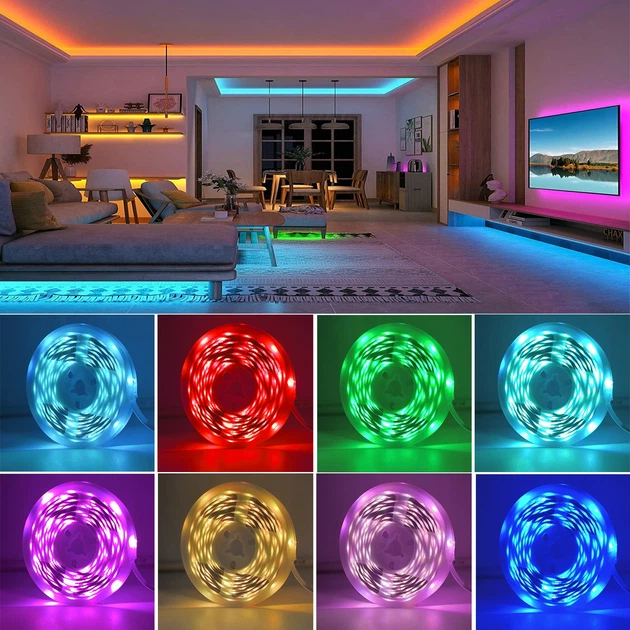 Світлодіодна клейка LED стрічка RGB 5050 10 метрів з пультом USB 5V Bluetooth - зображення 3