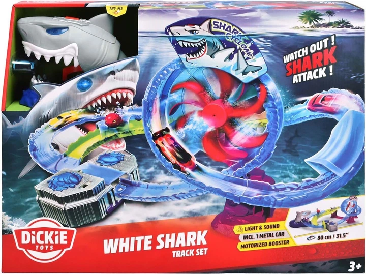 Tor samochodowy Dickie Toys Biały rekin z samochodem 3338002 (4006333094071) - obraz 3