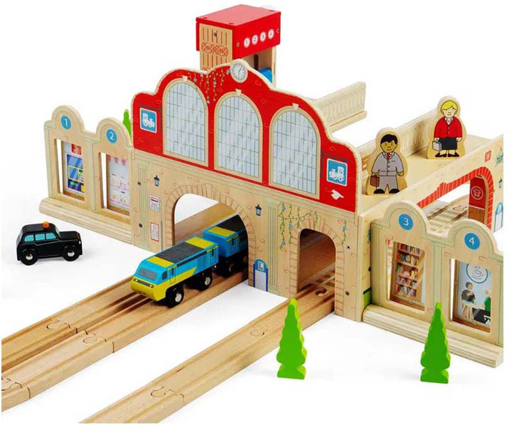 Drewniany zestaw do zabawy Bigjigs Centralna stacja kolejowa (0691621856130) - obraz 2