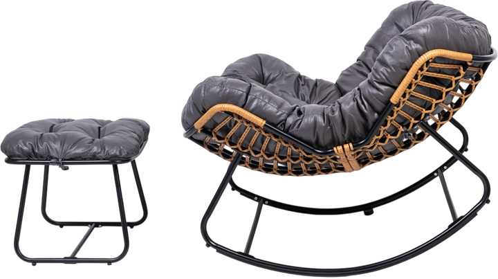 Fotel bujany Hedo Skandynawski kokon z podnóżkiem Szary 99935 (5904041163562) - obraz 3