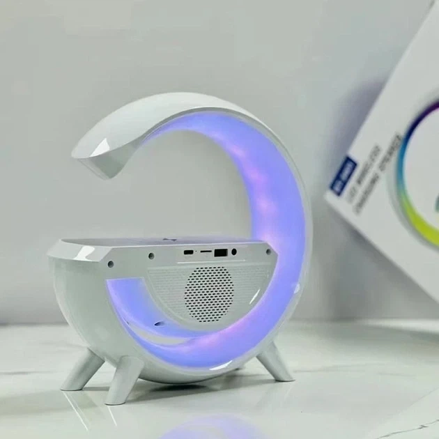 Настольный RGB ночник с беспроводной зарядкой и колонкой G-Smart, Многофункциональный RGB ночник колонка BT-3401 - Фото 5 Настольный RGB ночник с беспроводной зарядкой и колонкой G-Smart, Многофункциональный RGB ночник колонка BT-3401 - изображение 5