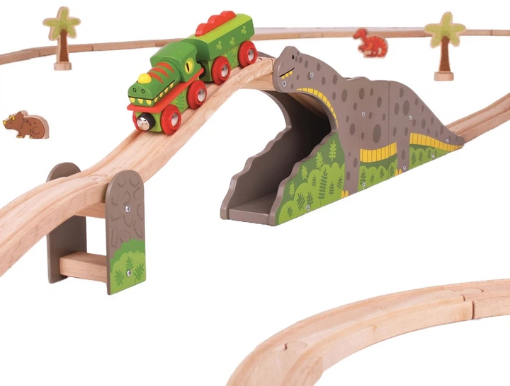 Zestaw drewniany Bigjigs Rail Most dinozaurów (0691621092422) - obraz 4