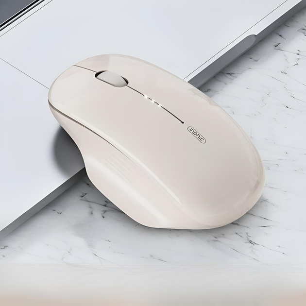 Мышь беспроводная INPHIC M1 с подключением USB 2.4ГГц, аккумулятором, 2400 DPI, бежевый - изображение 2