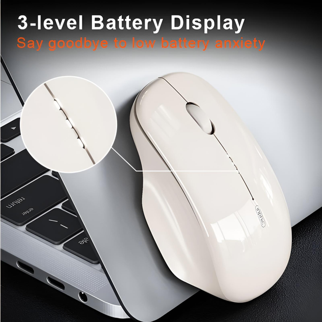 Мышь беспроводная INPHIC M1 с подключением USB 2.4ГГц, аккумулятором, 2400 DPI, бежевый - изображение 3