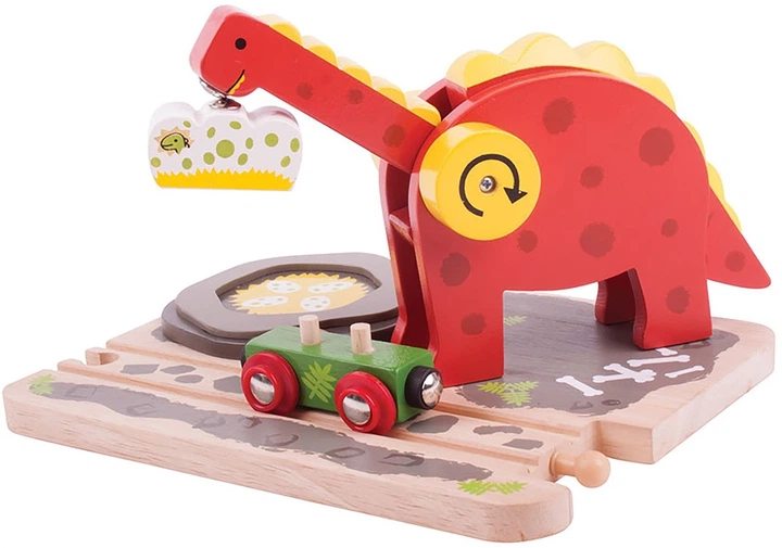 Drewniany zestaw Bigjigs Rail Dźwig kolejowy Dinozaur (0691621092415) - obraz 2