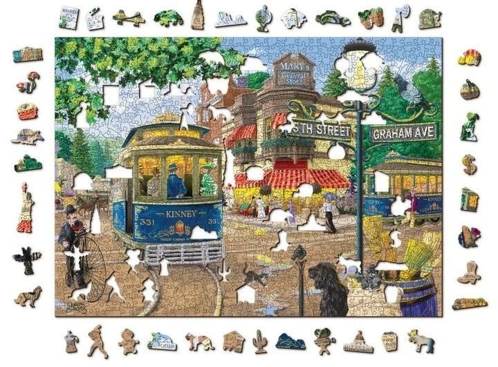 Puzzle drewniane Alexander z figurkami Wiktoriańska ulica XL 1000 elementów 83021 (5904151821444) - obraz 3