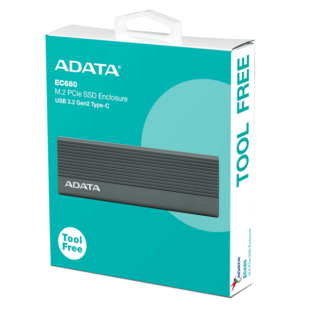 Зовнішня кишеня для накопичувача A-DATA EC680 для SSD M.2 PCIe USB3.2 Gen2 Type-C Gray (EC680-CCGY) - зображення 2