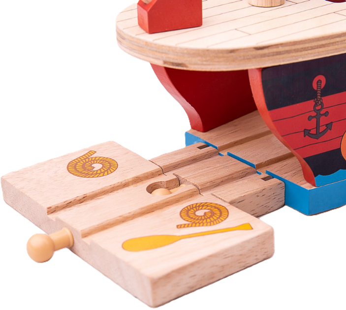 Drewniana piracka galera Bigjigs Rail z torami kolejowymi (0691621092583) - obraz 3