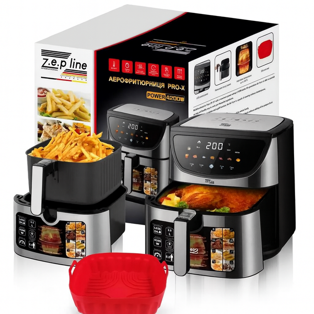 Профессиональная фритюрница Z.e.p line ZP-217, 12 л, 4200 Вт, 2 ТЭНа, антипригарные корзины, сенсорное управление - изображение 5