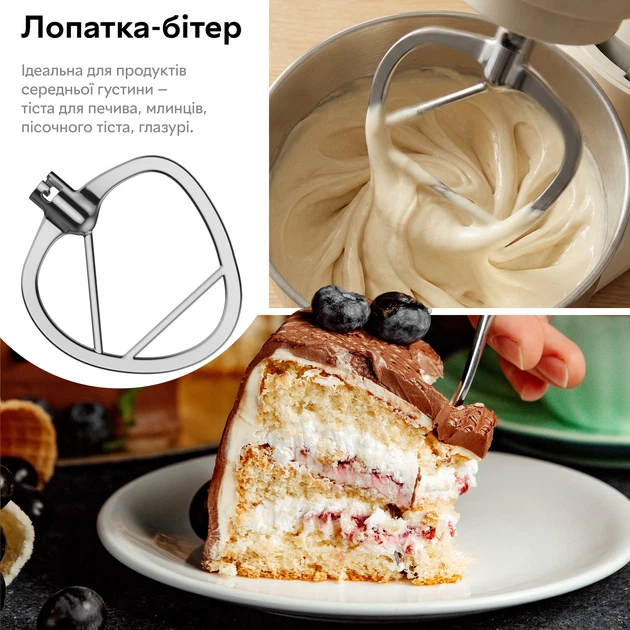 Планетарный миксер RZTK Stand Mixer 1500 4.5 л Milk White – фото