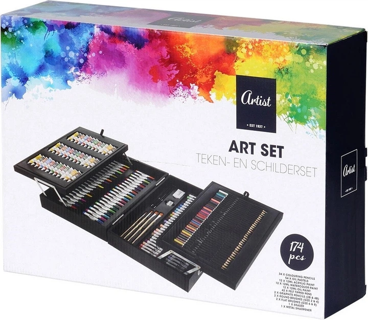Zestaw artystyczny do malowania AM/63 w drewnianej walizce 174 el. (8720573021944) - obraz 4
