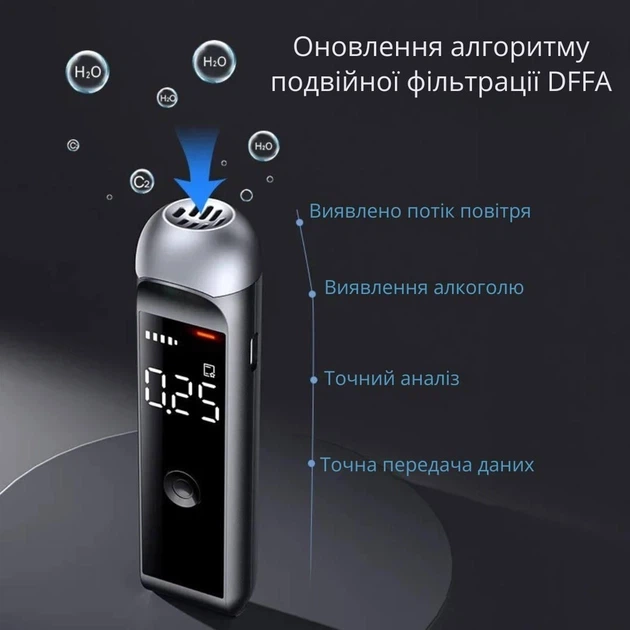 Високоточний алкотестер з акумулятором безконтактний Bodasan MR10 Black (18569) - зображення 3