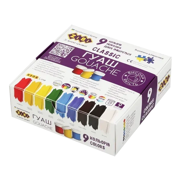 Гуаш 9кол 20мл CLASSIC ZIBI (ZB.6611) - Фото 1 Гуаш 9кол 20мл CLASSIC ZIBI (ZB.6611) - изображение 1