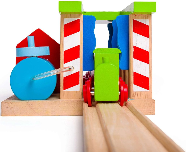 Drewniany zestaw do zabawy Bigjigs Rail Stacja do mycia pociągów (0691621092507) - obraz 6