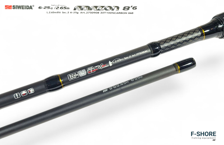 Спиннинг карбоновый для хищной рыбы Siweida Amazon 6-25g 2.65 m (2750908) - изображение 4
