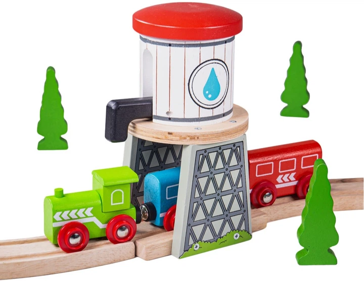 Akcesoria do drewnianej kolejki Bigjigs Rail Wieża ciśnień z torami (0691621091241) - obraz 2