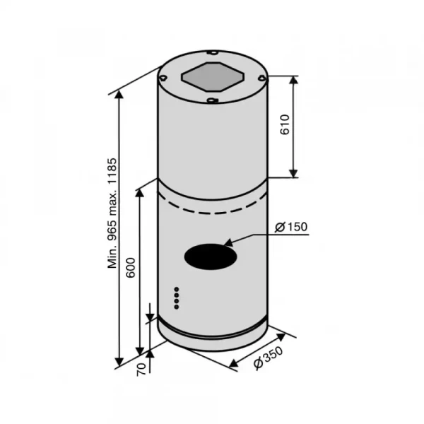 Вытяжка ventolux isola cilindro 35 x (1400) st - изображение 4