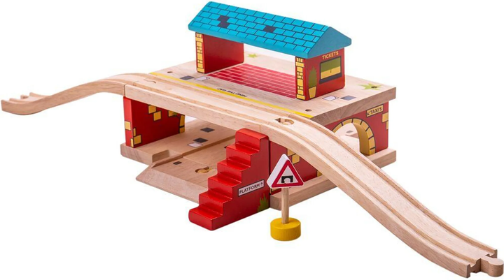 Drewniany zestaw Bigjigs Rail Nadziemna stacja z torem 5 elementów (0691621092378) - obraz 3