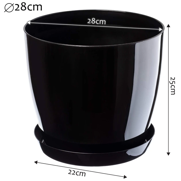 Квітковий горщик з підставкою Kadax 28 см Чорний (K1338) - зображення 2