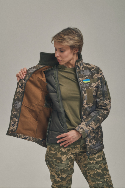 Зимняя утепленная женская FS куртка-трансформер Soft Shell 2в1, пиксель - изображение 8