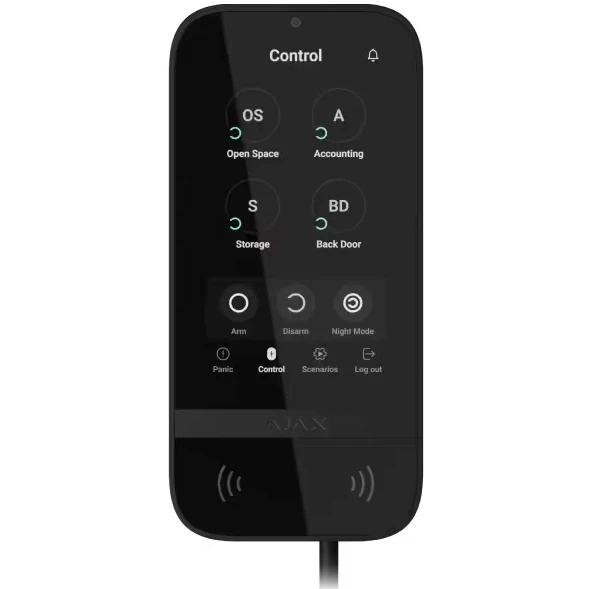 Ajax KeyPad TouchScreen Fibra ASP black проволочная сенсорная клавиатура - изображение 2