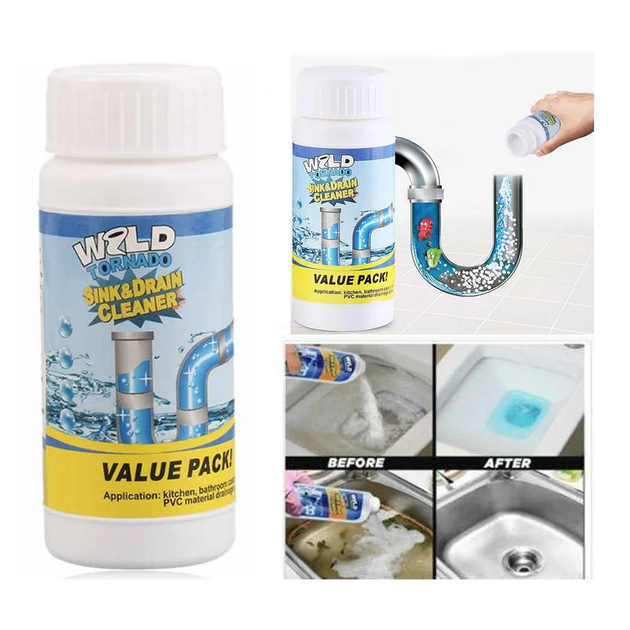 Мощный очиститель для мойки и слива порошок 100 г WILD Tornado Sink Drain Cleaner - изображение 3