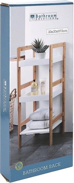 Regał łazienkowy AM/63 bambusowy 3-poziomowy 30 x 30 x 72 cm (8719987842436) - obraz 2