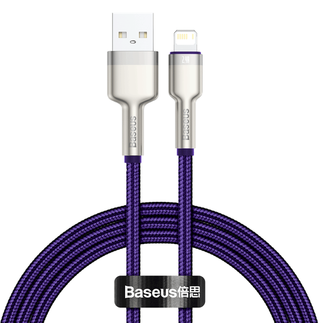 Кабель BASEUS Lightning Cafule Series Metal Data Cable |1M, 2.4A| (CALJK-A05) black - Фото 3 Кабель BASEUS Lightning Cafule Series Metal Data Cable |1M, 2.4A| (CALJK-A05) black - зображення 3