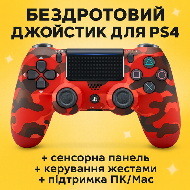 Беспроводной геймпад для PS4, красный камуфляж, арт. AveDER931 - изображение 2