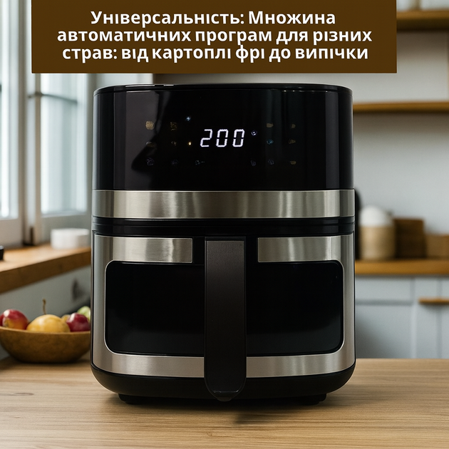 Аэрофритюрница Crownberg CB-5552 5,5 л 2000 Вт сенсорная мультипечь без масла - изображение 3