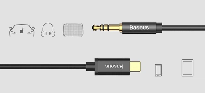 Аудіо-кабель Type-C - 3.5mm Baseus Horizontal 1m Чорний (CAM01-01) - Фото 8 Аудіо-кабель Type-C - 3.5mm Baseus Horizontal 1m Чорний (CAM01-01) - зображення 8