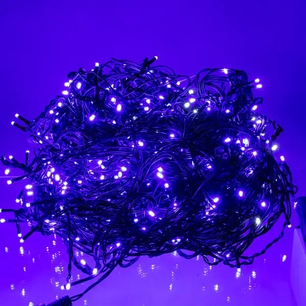 Уличная гирлянда Бахрома 50м 840 LED черная проволока синая, новогодняя штора праздничная подсветка дома декоративные диоды - изображение 3